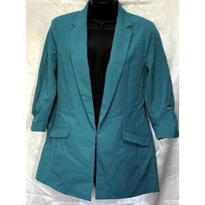 INC Teal Blazer with 3/4 Sleeves Monochrome